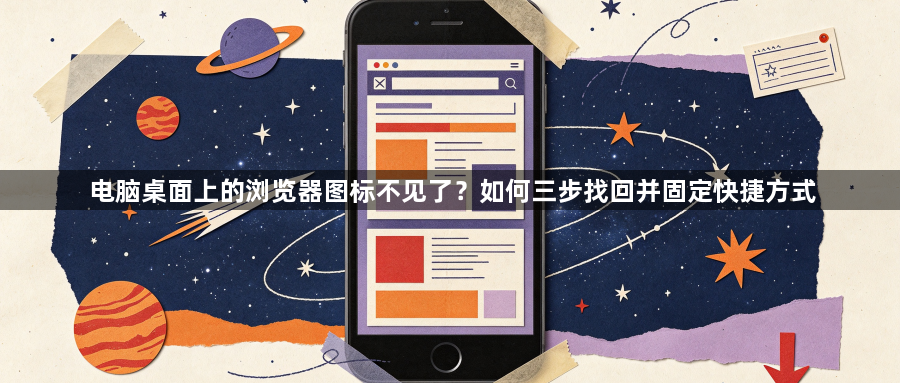 电脑桌面上的浏览器图标不见了?如何三步找回并固定快捷方式1